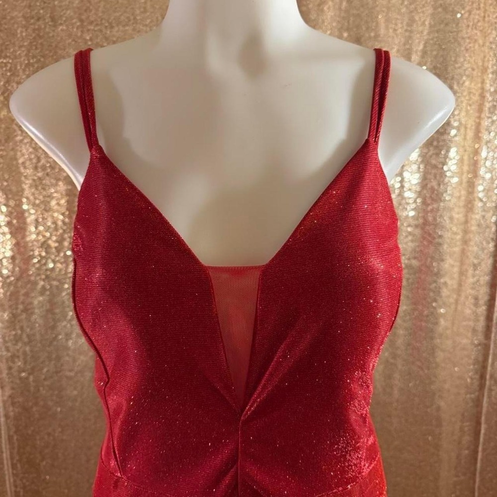 Red Sparkly Mini Dress Glitter Plus Size/Sizes 2XL-3XL - Picture 2 of 4